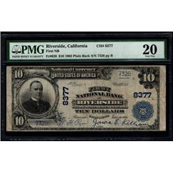 1902 $10 Riverside National Bank Note PMG 20