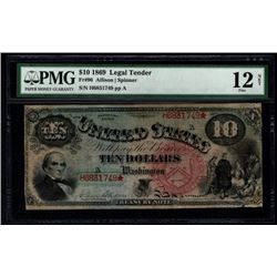 1869 $10 Rainbow Legal Tender Note PMG 12NET