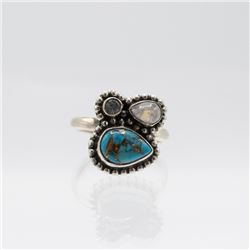 Sterling Silver Turquoise Multi Gem Ring
