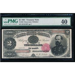 1891 $2 Treasury Note PMG 40