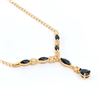Image 2 : Plated 18KT Yellow Gold 3.50ctw Black Sapphire and White Topaz Pendant with Chain