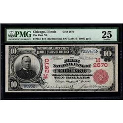 1902 $10 Chicago National Bank Note PMG 25