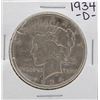 1934-D $1 Peace Silver Dollar Coin