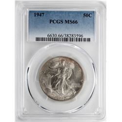 1947 Walking Liberty Half Dollar Coin PCGS MS66