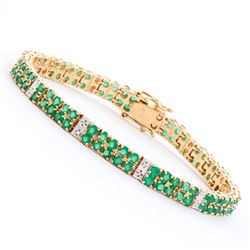 Plated 18KT Yellow Gold 7.00ctw Green Agate and Diamond Bracelet