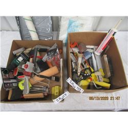 30 Plus Items, Tape Measurer, Paint Brushes, Rollers, Tape Guns, Caulking Guns, Paint Scrapers, Chal