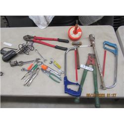 Bolt Cutters, Pliers, Vice Grips, 2 Hack Saws, Plumbing Snake, & Plus More!