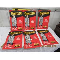 6 Cardboard Overcoat Adv. 22" x 14" - Vintage
