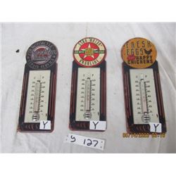 3 Modern Metal Thermometers  11" x 4"