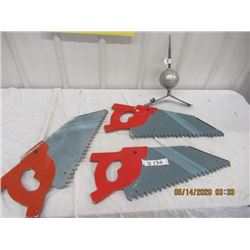 4 items - Roof Top Lightening Rod, 3 Wood Saw Displays 10" x 24"
