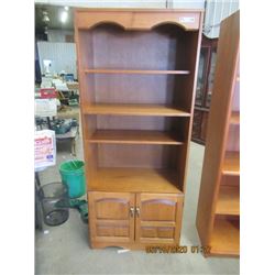 Open Wooden Shelf w Cabinet Door on Bottom 72" x 30" x 16" - Modern