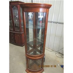 Corner Curved Glass Curio (Light Up) Cabinet 68" x 20" x 16" - Modern