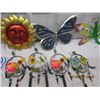 Image 2 : 11 Items- 7 Metal Yard Decor Pcs, 4 Wind Chimes