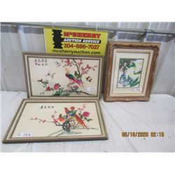 3 Framed Embroidery Pictures