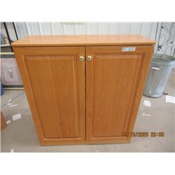 Custom Built Solid Oka 2 Door Cabinet w 5 Shelves 42" x 38" x 14"