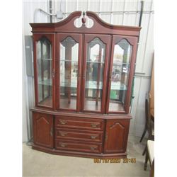 China/Buffet Cabinet (2 Pc) Lights Up Carved Crown, 84" x 64" x 16" - Modern