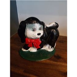 Vintage Cat Decanter w 6 Shot Glasses  &  Vintage Cast Puppy Door Stop