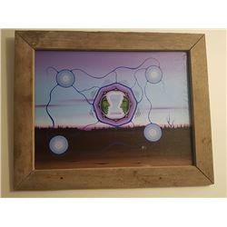 Rustic Framed & Signed Native Painting by Theo Head 99", 23" x 29"