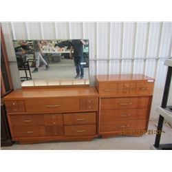 3 Pcs- Solid Wood Dressers, 1 with Mirror &  Night Table