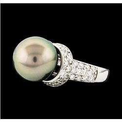 Pearl and Diamond Ring - 14KT White Gold