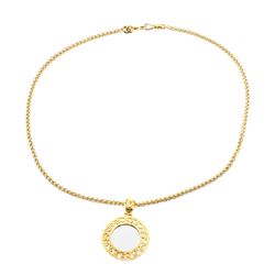 Chanel Gold Chain CC Mirror Drop Pendant Vintage Necklace 95A