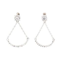 0.51 ctw Diamond Dangle Crescent Earrings - 10KT White Gold