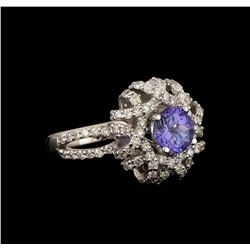 14KT White Gold 1.17 ctw Tanzanite and Diamond Ring