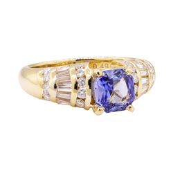 2.15 ctw Blue Sapphire And Diamond Ring - 18KT Yellow Gold