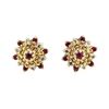 Image 1 : 0.25 ctw Ruby and Diamond Starbust Studs - 14KT Yellow Gold