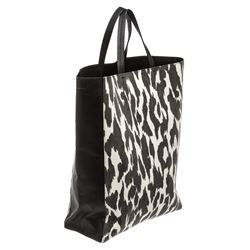 Celine Leopard Printed Jute Vertical Cabas Tote Bag