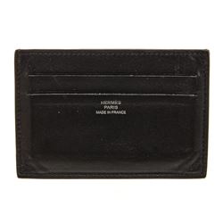 Hermes Black Leather Citizen Twill Card Holder
