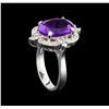 Image 4 : 4.48 ctw Amethyst and Diamond Ring - 14KT White Gold