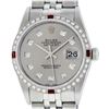 Image 2 : Rolex Mens Stainless Steel Gray Diamond & Ruby Datejust Wristwatch