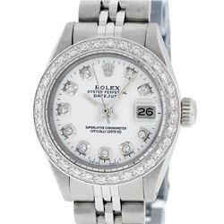 Rolex Ladies Stainless Steel White Diamond 26MM Datejust Wristwatch