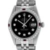 Image 1 : Rolex Mens Stainless Steel Black Diamond & Ruby Datejust Wristwatch