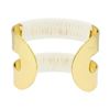 Image 3 : Double Metal Strand Leather Cuff Bracelet - Gold Plated