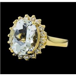 4.91 ctw Aquamarine and Diamond Ring - 14KT Yellow Gold