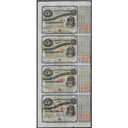 Uncut Sheet of (4) State of Louisiana Baby Bond Obsolete Notes