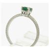 Image 4 : Platinum Etched Petite QUALITY .51 ctw Emerald Solitaire Ring Engagement