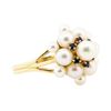 Image 1 : 0.10 ctw Blue Sapphire and Pearl Cluster Ring - 14KT Yellow Gold