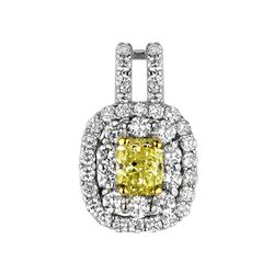 18k Two Tone Gold 1.13CTW Diamond Pendant, (VS1-SI1/VS1 /G-H/Nat-yel)