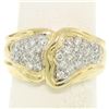 Image 1 : 18K Yellow Gold 0.50 ctw F VS1 Pave Set Round Diamond Wavy Wide Band Ring