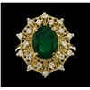 Image 2 : 3.68 ctw Emerald and Diamond Ring - 14KT Yellow Gold
