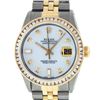 Image 2 : Rolex Mens 2 Tone 14K MOP Princess Cut Diamond Datejust Wristwatch With Rolex Bo