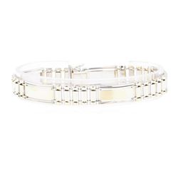 Fancy Link Men's Bracelet - 14KT Yellow and White Gold