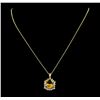 4.82 ctw Citrine Quartz and Diamond Pendant With Chain - 14KT Yellow Gold