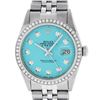 Rolex Mens Stainless Steel Blue Diamond 36MM Datejust Wristwatch
