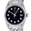 Rolex Mens Stainless Black Diamond 36MM Datejust Wristwatch