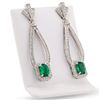 Image 2 : 1.87 ctw Emerald and 1.34 ctw Diamond Platinum Earrings