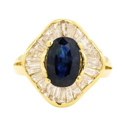 2.90 ctw Sapphire and Diamond Ring - 18KT Yellow Gold